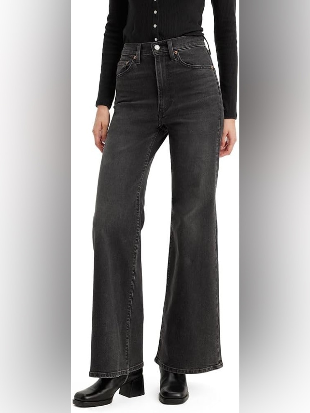 Levi's Women's Ribcage Bell Bottom Jeans washed black